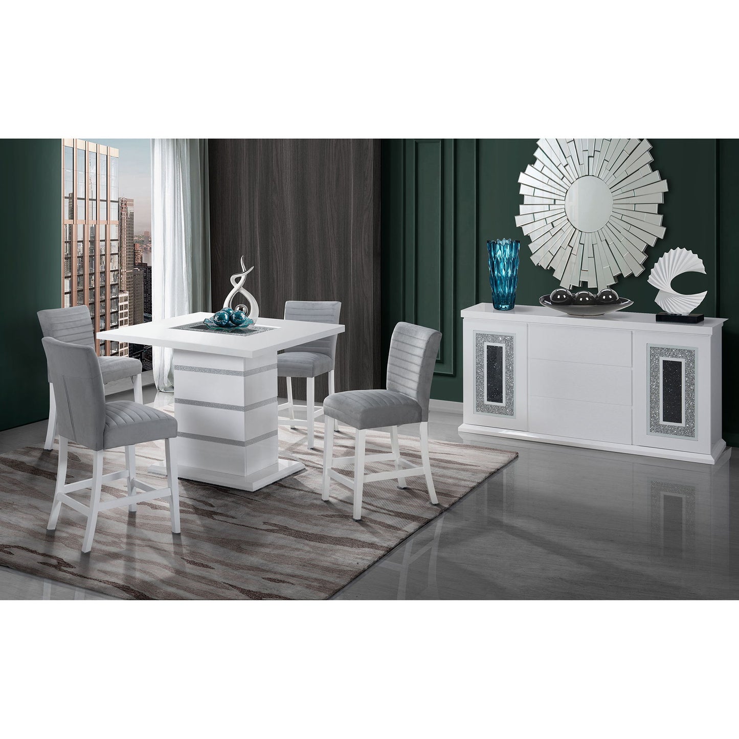 Ariya - Bar Table And Bar Stool Set - White