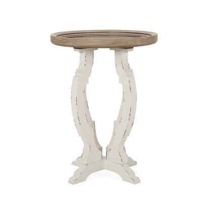 French Country Style Accent Table With Hourglass Design