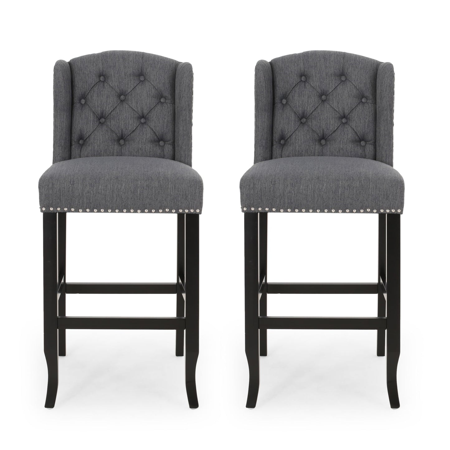 Vienna - Contemporary Fabric Tufted Wingback Counter Stools (Set of 2)