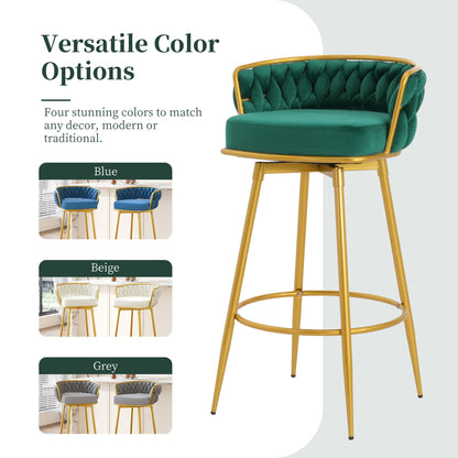 Modern Low Back Upholstered Counter Height Bar Stools (Set of 2)