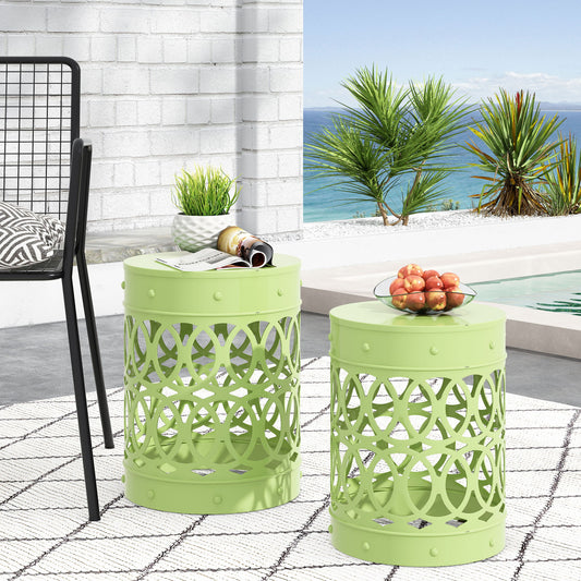 Outdoor Metal S/2 End Table