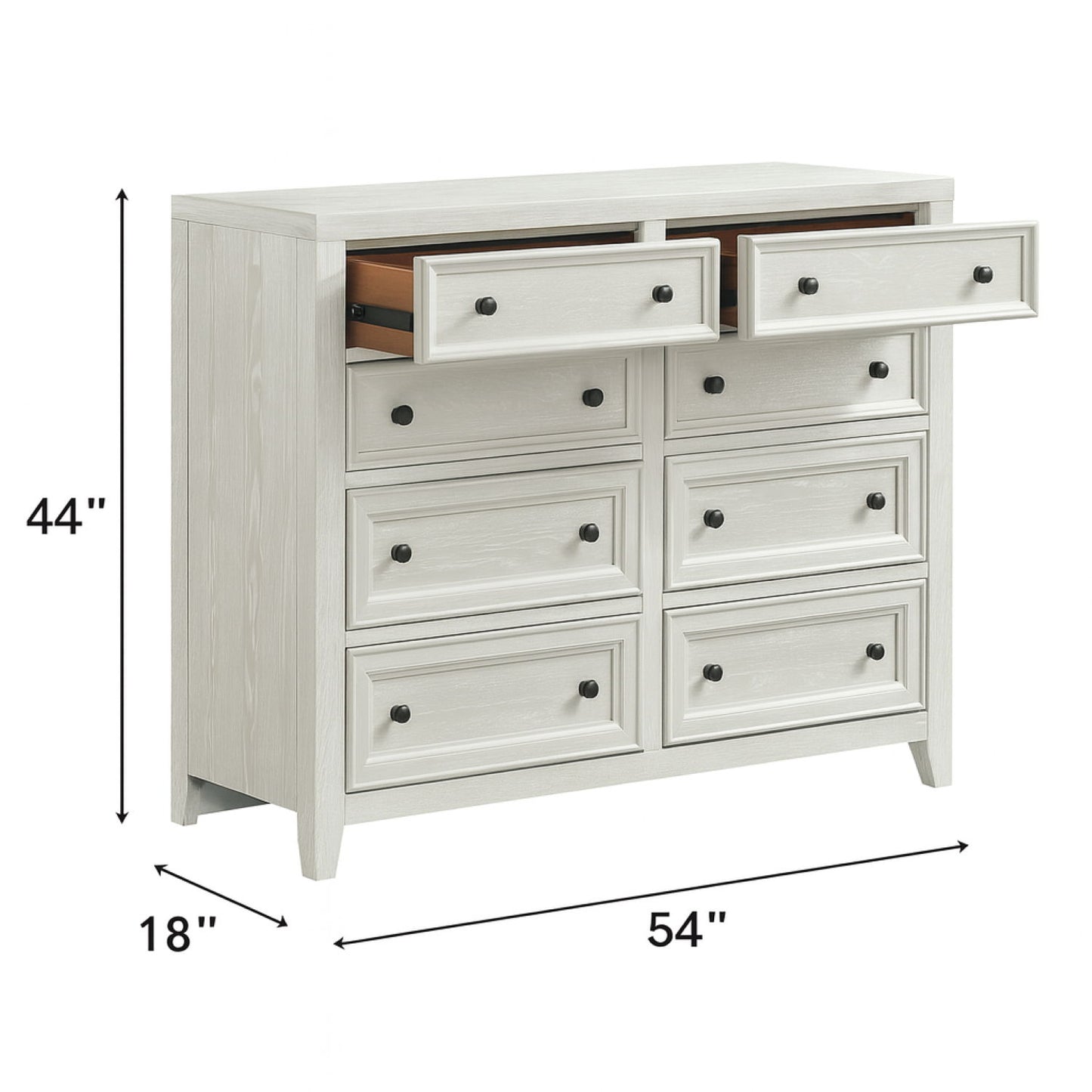 8 Drawer Dresser With Framed Fronts And Smooth Metal Glides