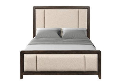King Upholstered Headboard & Footboard With Traditional Styling - Beige