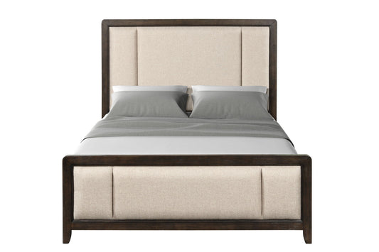 King Upholstered Headboard & Footboard With Traditional Styling - Beige
