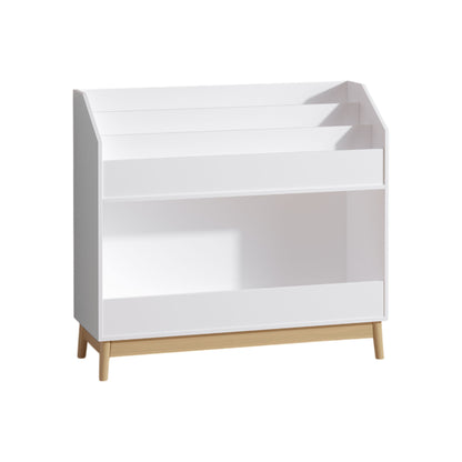 Bookcase Organizer With Storage, 3 Tier Toddler Book Display Shelf For Playroom - White