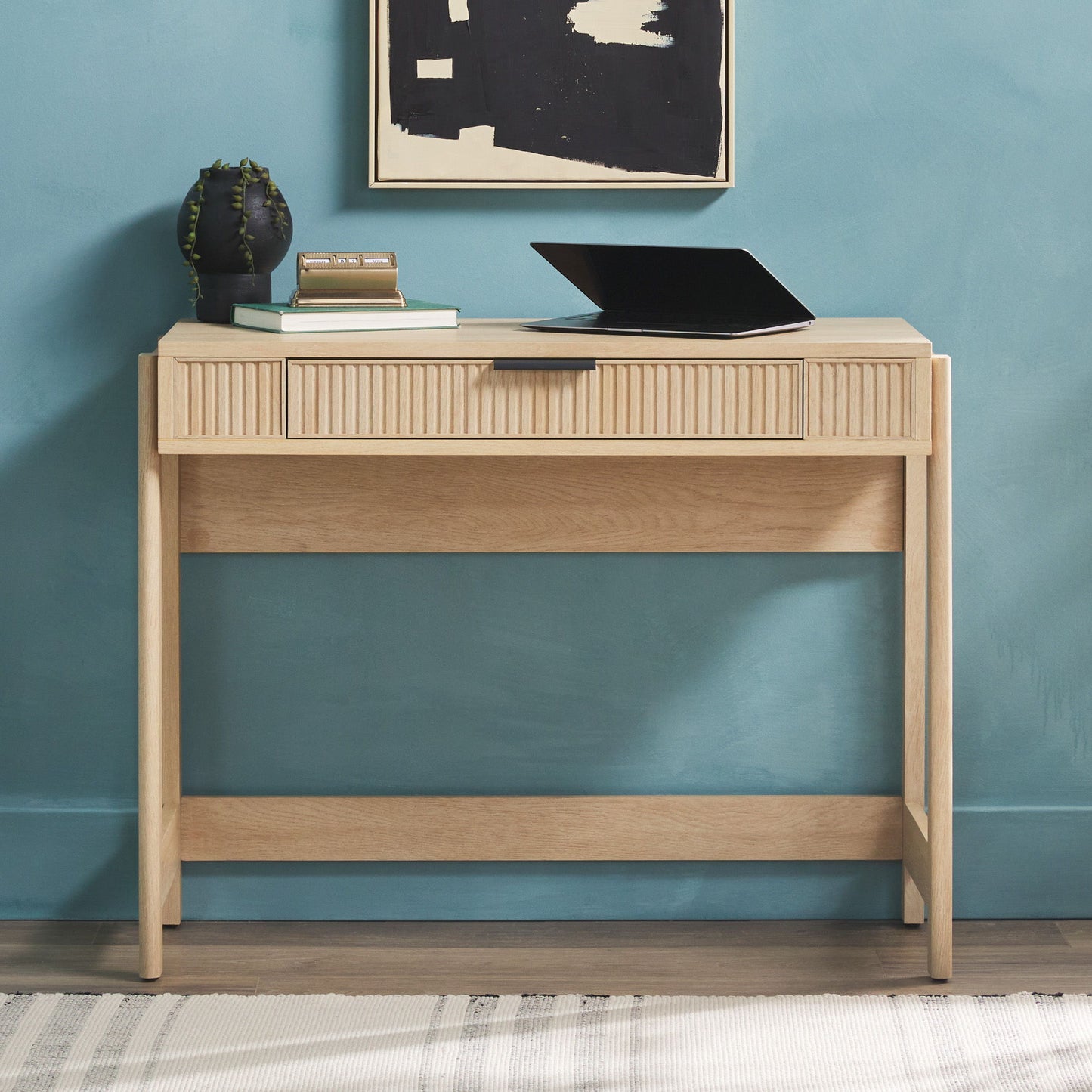 Transitional Reeded Writing Desk With Drawer