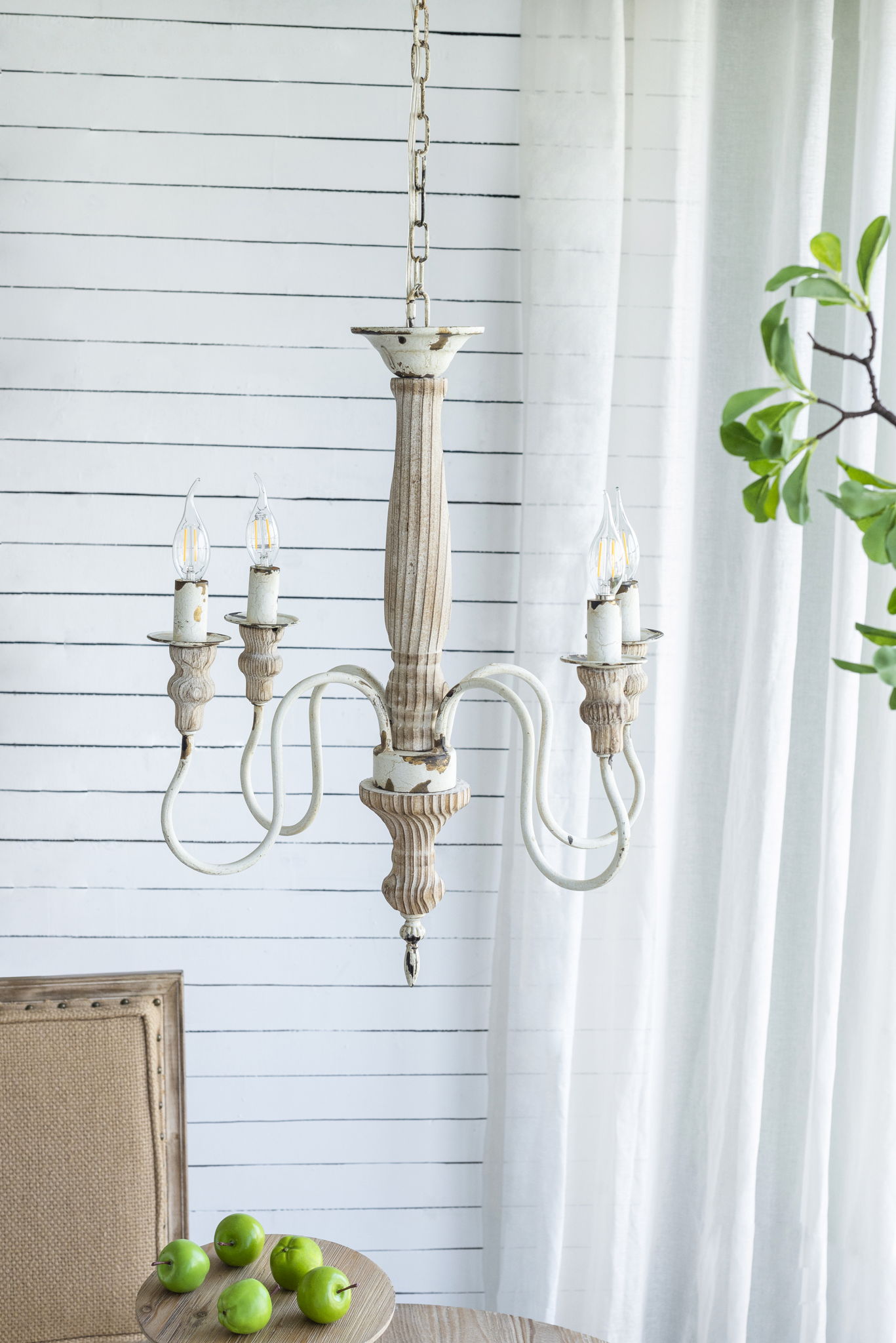 4 Light Chandelier, Hanging Light Fixture With Adjustable Chain For Kitchen, Bulb Not Included - Cream White