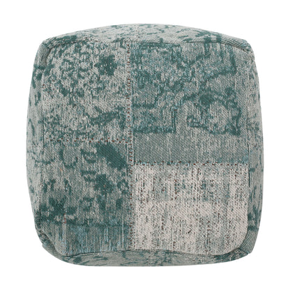 Ocean - Square Pouf Ottoman And Floor Cushion - Teal / Beige