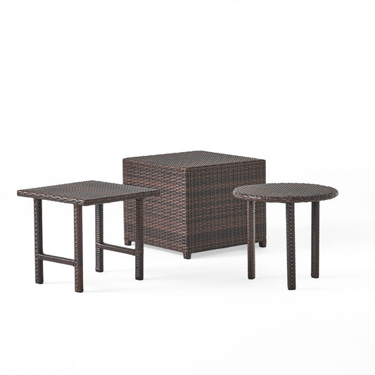 Lido - 3 Pieces Table Set - Brown Multi