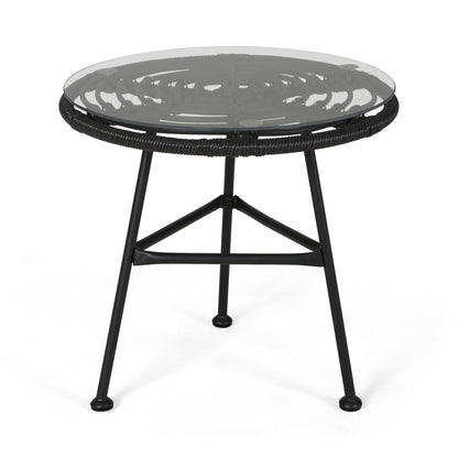 Petrichor - Outdoor Side Table With Tempered Glass And Steel Frame
