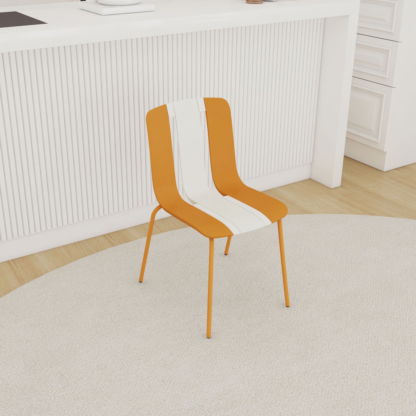 Modern Striped Blocking Single Chairs, Waterproof And Fade Resistant (Set of 4)