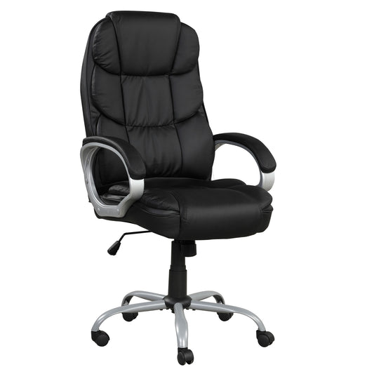 Upholstered Office Chair, Adjustable Height Swivel Chair - Black