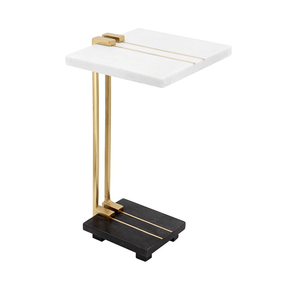 C Shaped Side Table, Artistic Accent Table For Living Room - Gold