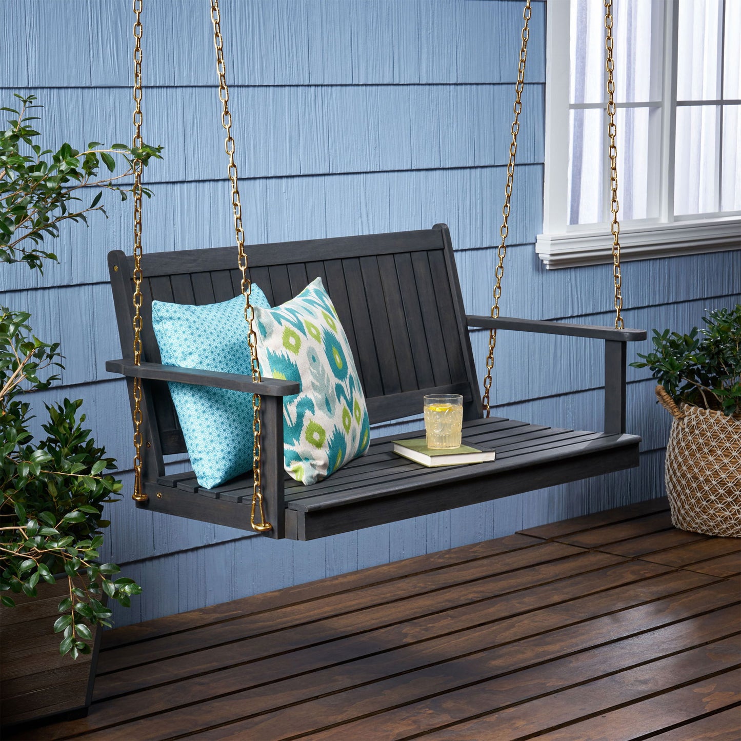 Tambora - Porch Swing Acacia Wood Slat Design