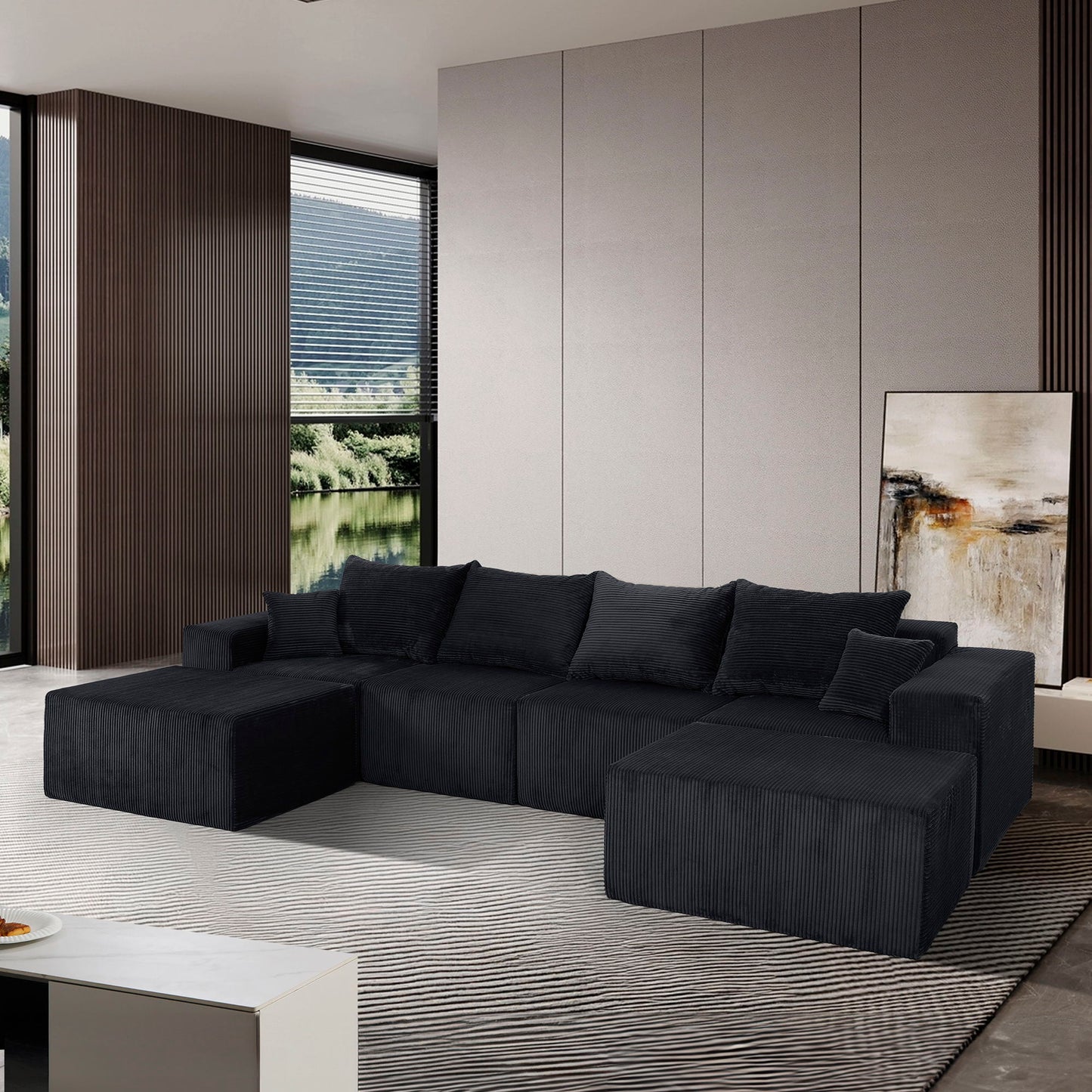 Modular Sectional Sofa, Convertible Couch With Chaise Corduroy