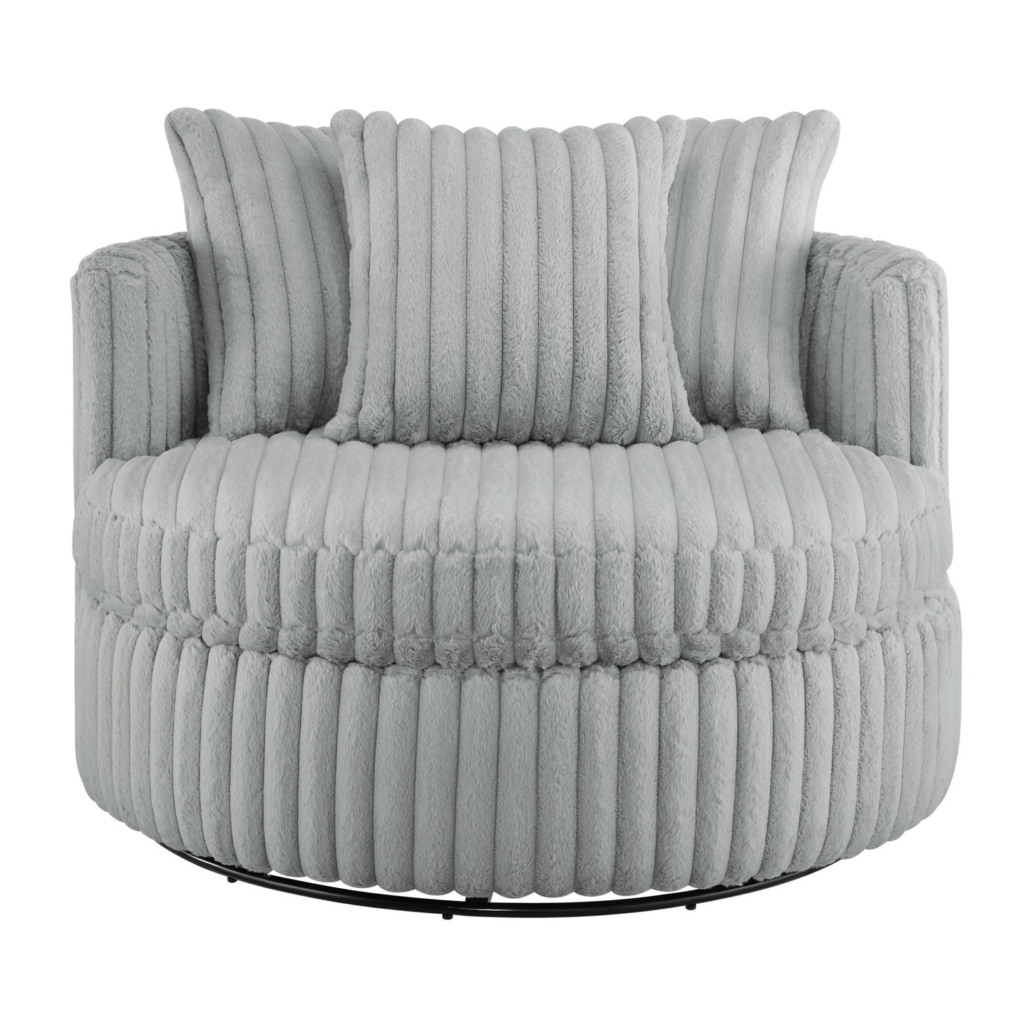 Mindy - Oversized Swivel Barrel Chair - Gray