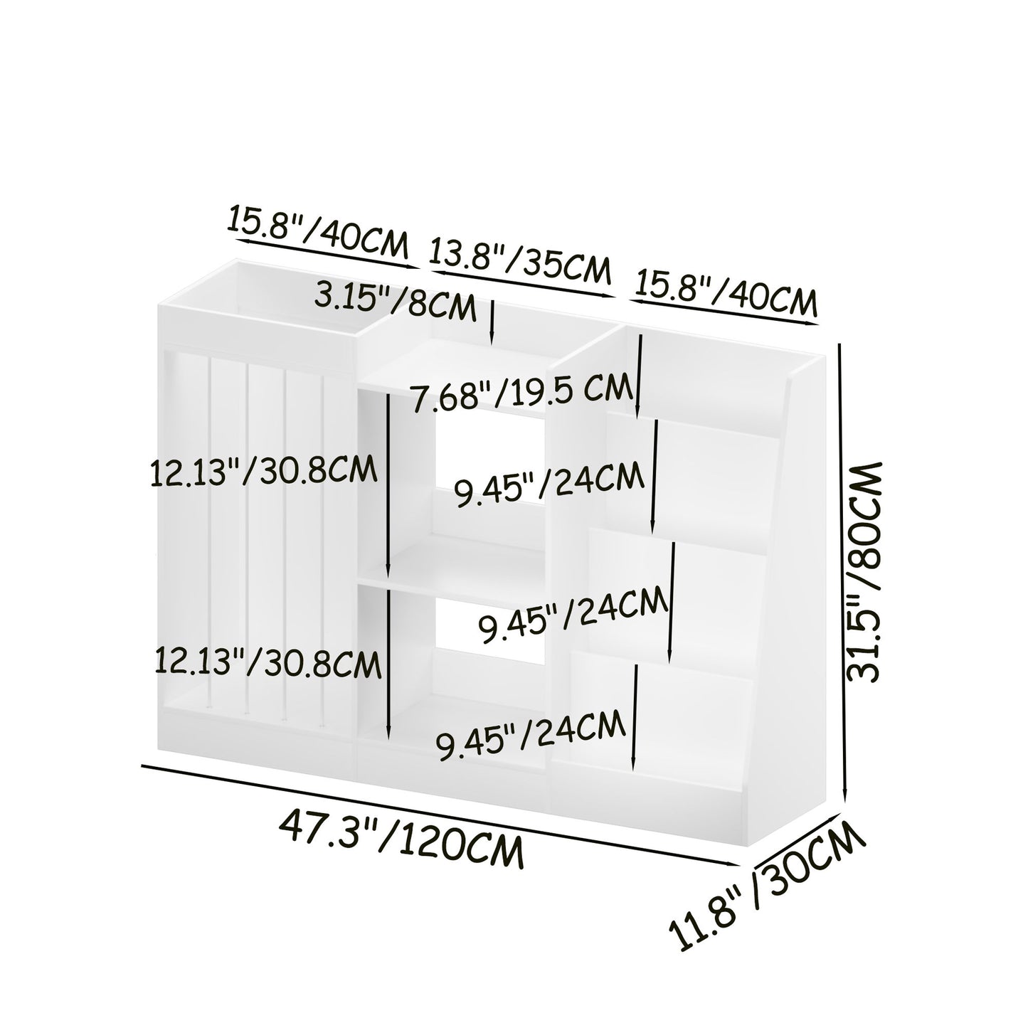 Bookshelf And Toy Storage, 3 Tier Montessori Bookcase With Stuffed Animal Organizer - White