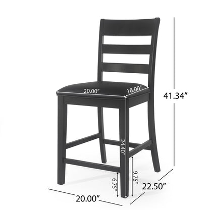 Farmhouse Upholstered Wood Counter Stools