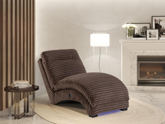 Global Dominic - Chaise With LED/ USB - Brown