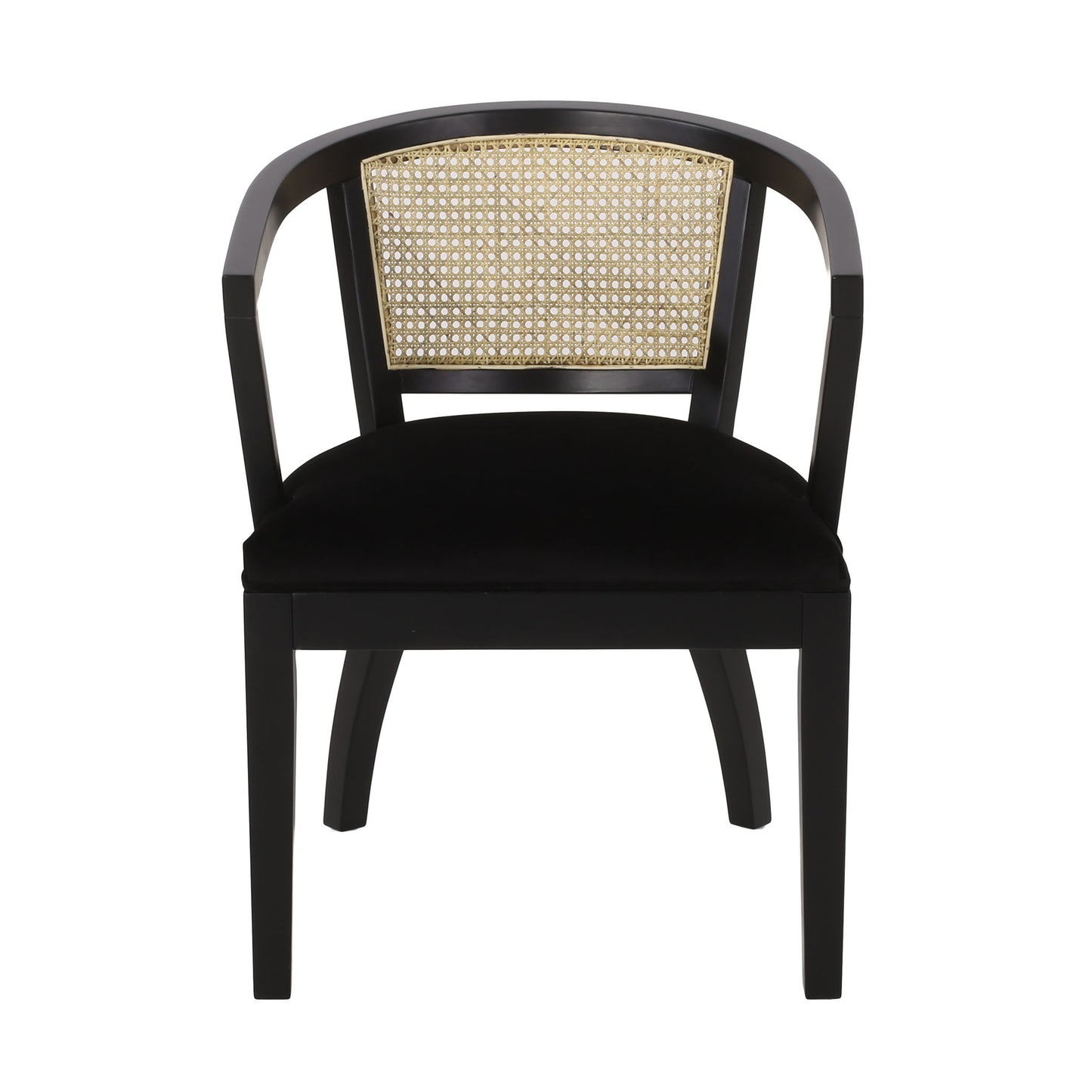 Elegant Dining Chair With Cane Web Backrests And Velvet Upholstery
