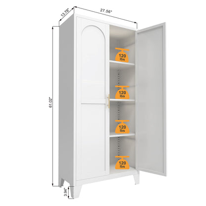 Shapely Doors Cabinet, Metal Storage Cabinet With Doors And Adjustable Shelves