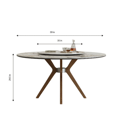 Dining Table With 35" Turntable - White