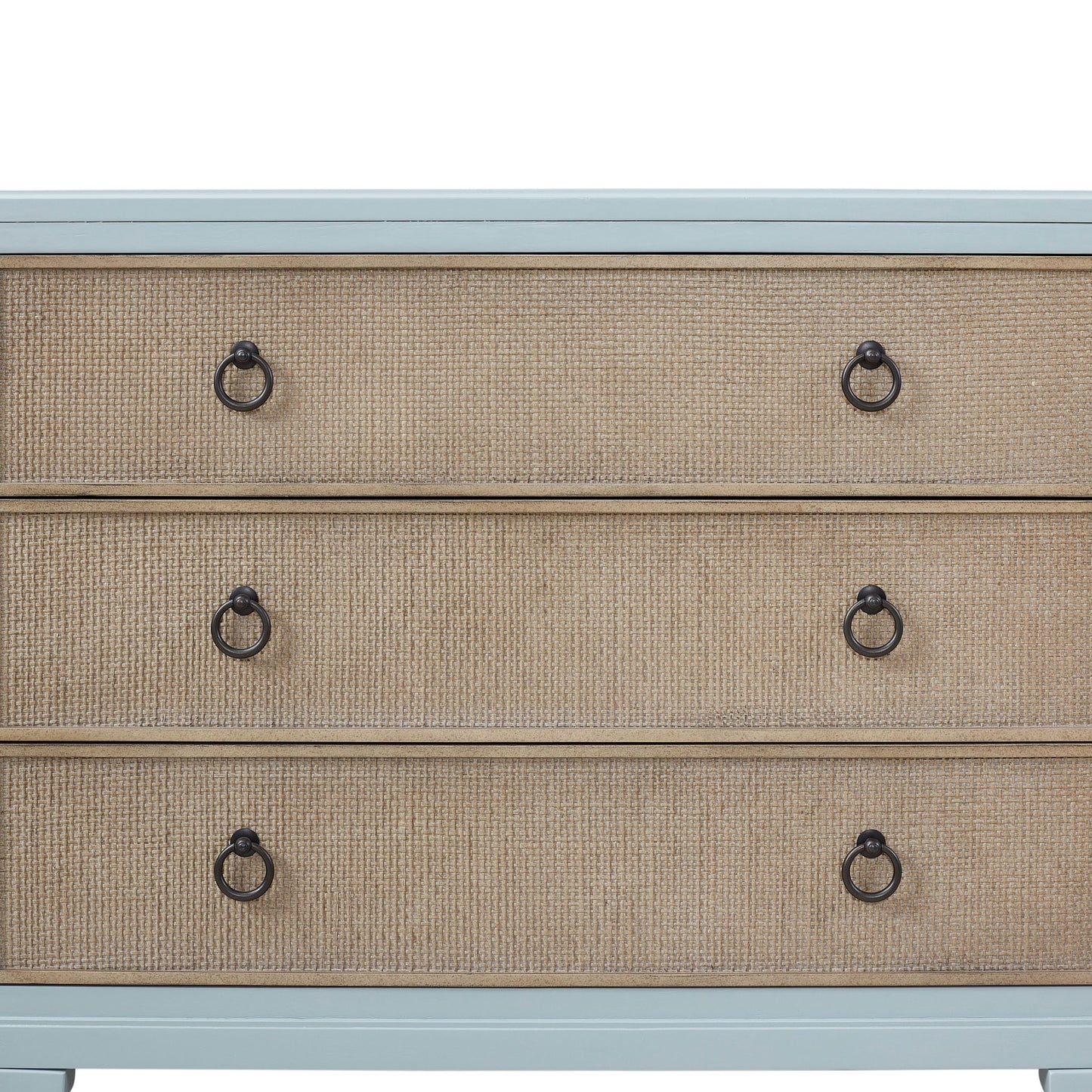 3 Drawers Hall Chest With Cane Fronts - Light Blue