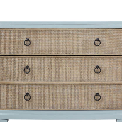 3 Drawers Hall Chest With Cane Fronts - Light Blue