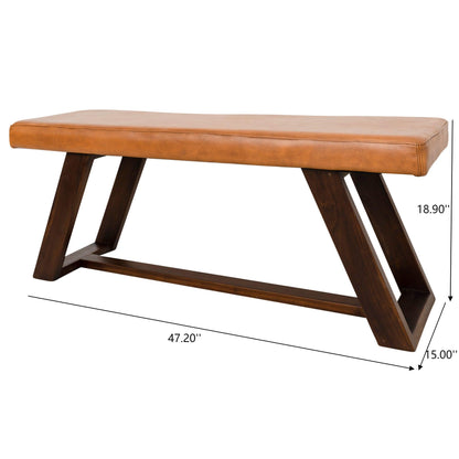 Marley - Genuine Leather Bench - Amber