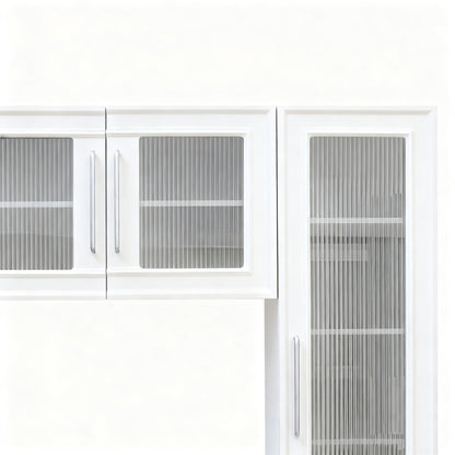 Wall Unit Entertainment Center With Glass Doors For TVs Up To 75" With Drawers For Living Room - White