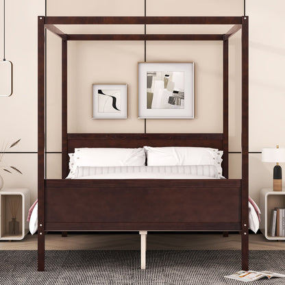 Canopy Platform Bed With Headboard And Footboard, Slat Support Leg