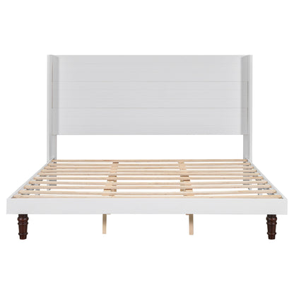 King Size, Stylish High Headboard Bed, High Quality - White