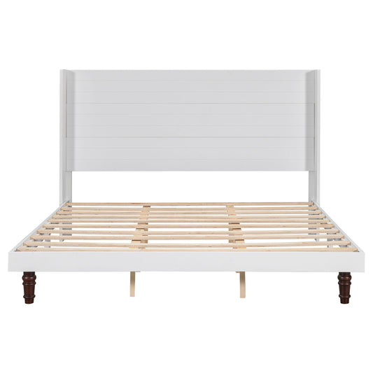 King Size, Stylish High Headboard Bed, High Quality - White