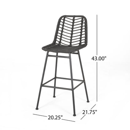 Sawtelle - Outdoor Wicker Barstools (Set of 2)
