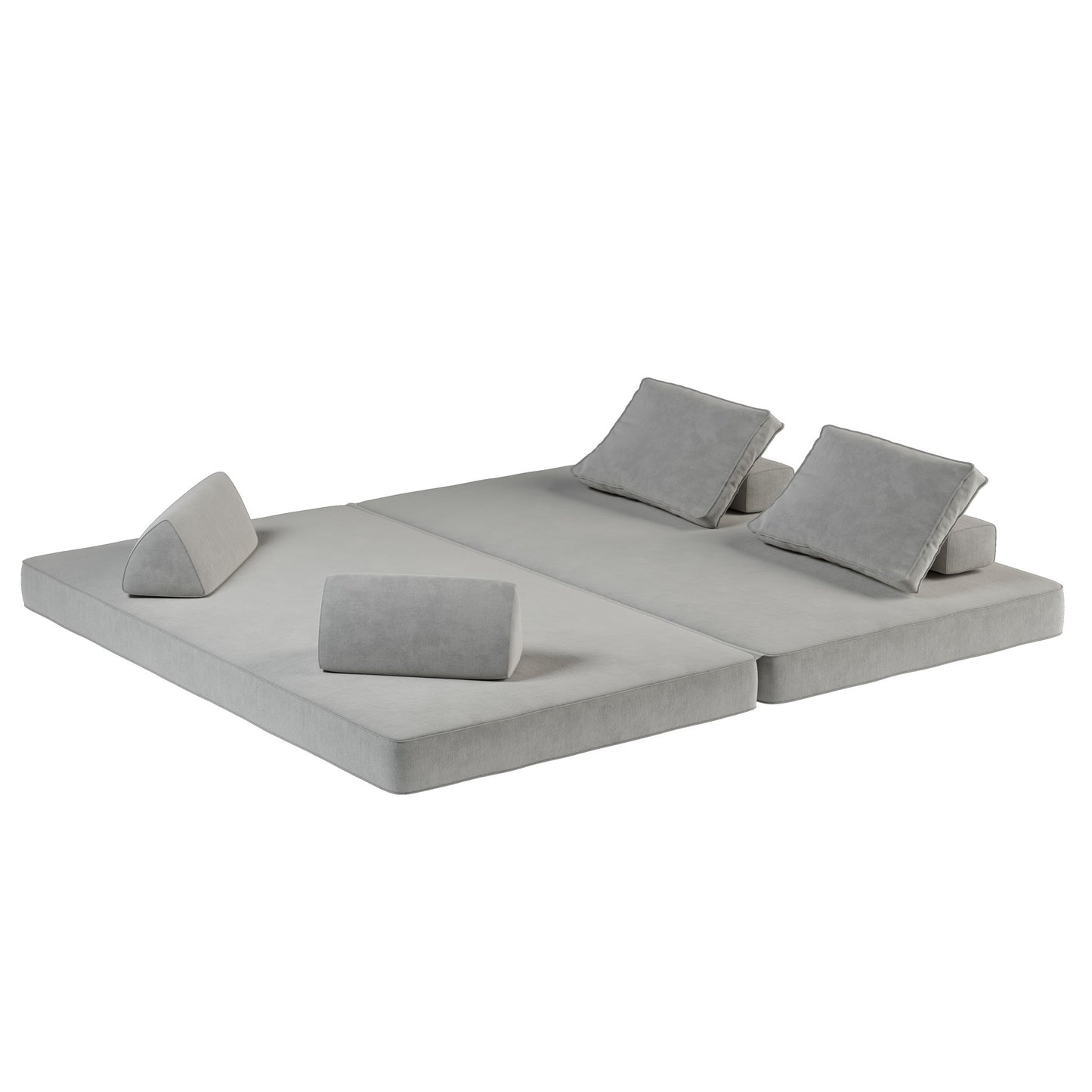 Multifunctional Convertible Sofa Bed With 2 Tumbler Backrests And 2 Pillows, Deep Seat Couch