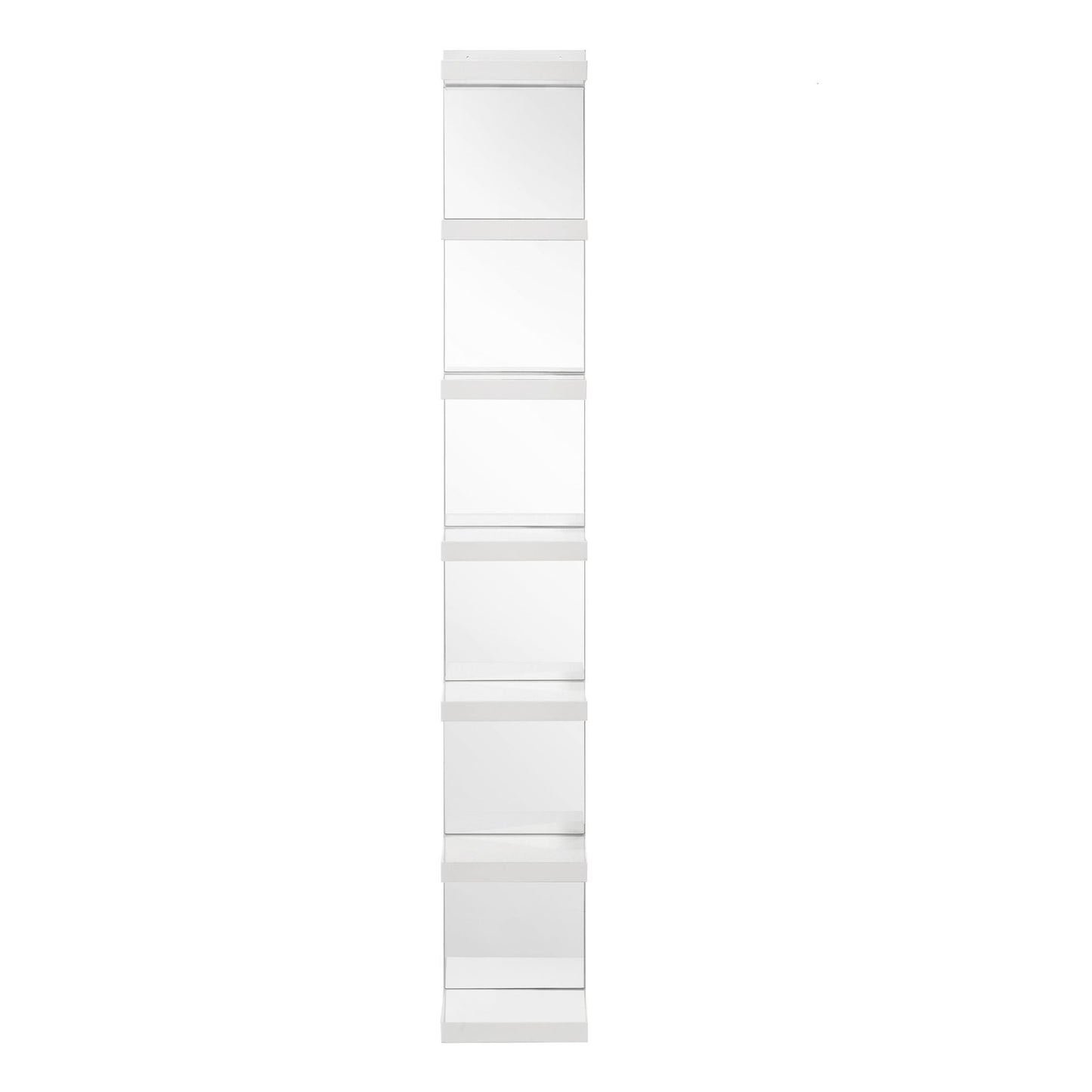 Glam Open Shelving Rack With Mirrored Back For Living Room - Cream / White