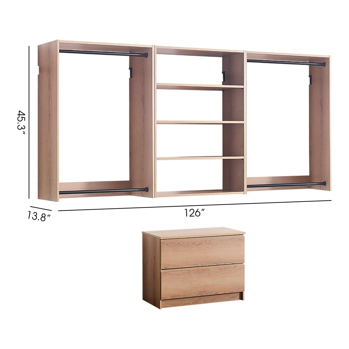Devi - Wall Mounted Wood Closet System With Modular Units