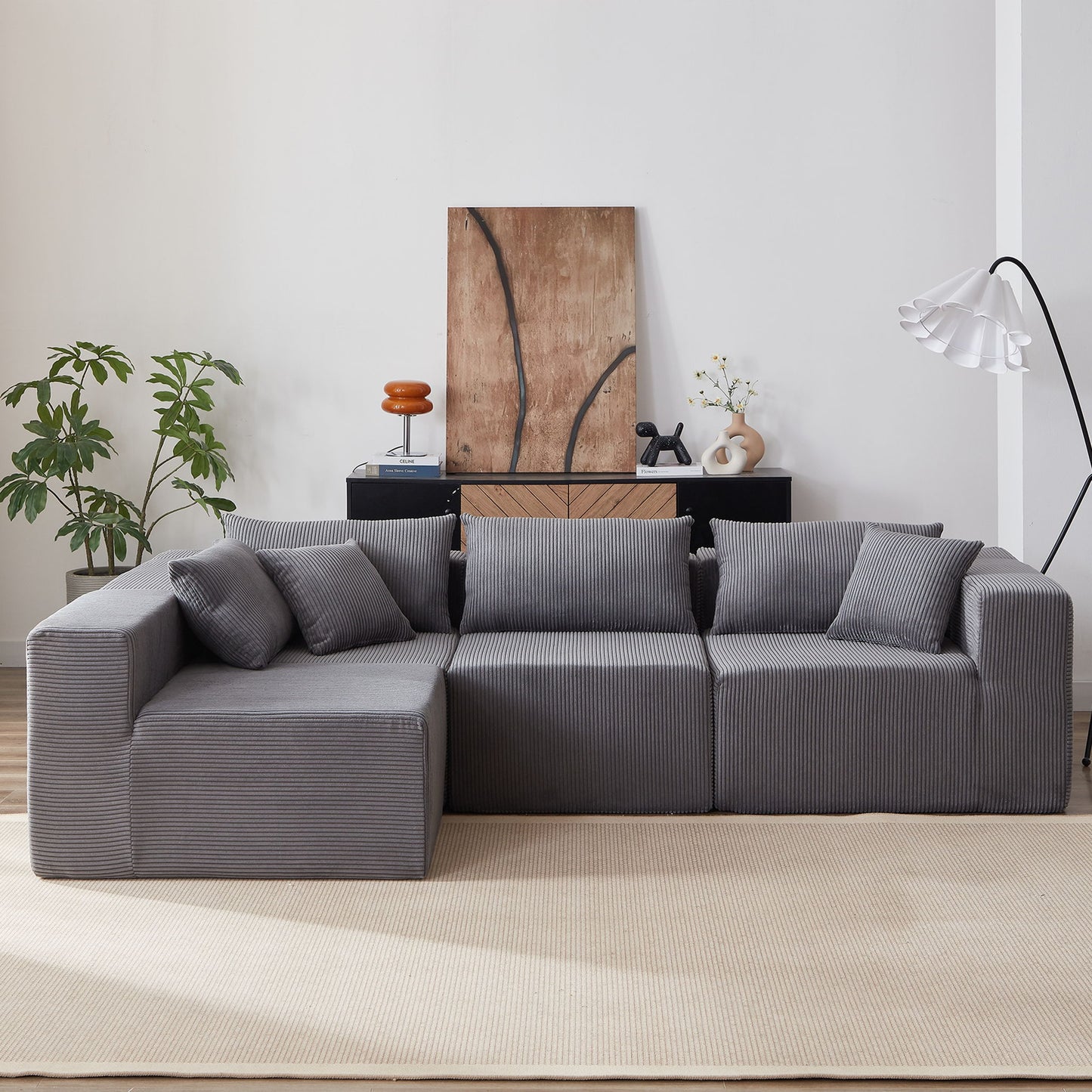 Modular L Shaped Sectional Compressed Sofa, Free Combination