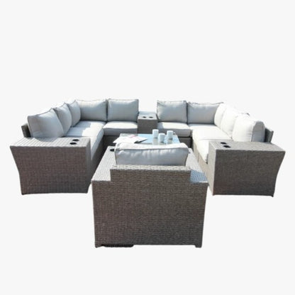 Outdoor Wicker Sectional With Weather Resistant Cushions And Table