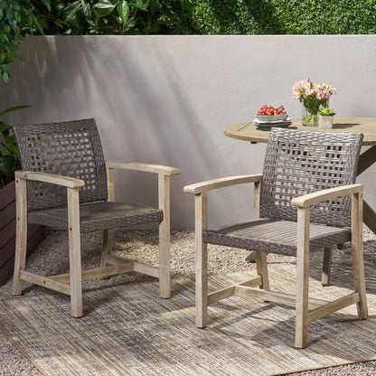 Outdoor Dining Chair Acacia Wood Frame (Set of 2)