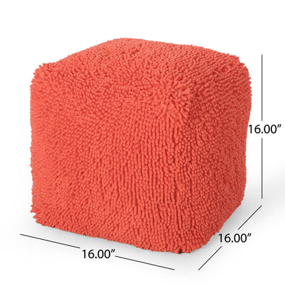 Sunny - Square Pouf, Versatile Ottoman Or Floor Cushion - Coral