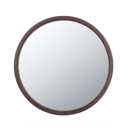 Circle Wall Mirror With Wooden Frame, Wall Mirror For Living Room
