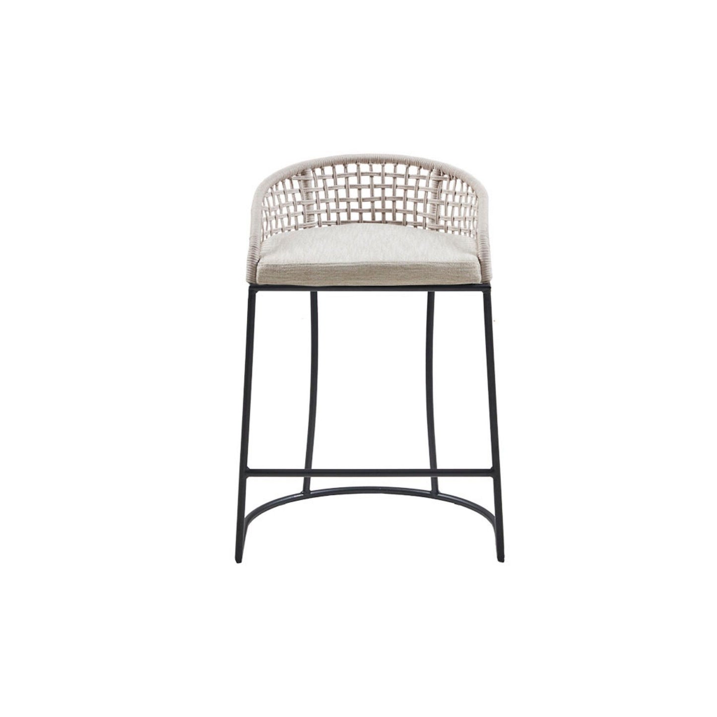 Coastal Woven Counter Stool With Upholstered Seat