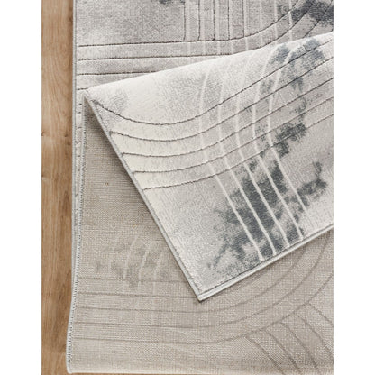 Geometrix - 5'3" X 7'3" Area Rug / Geometric 3D Effect - Ivory / Gray