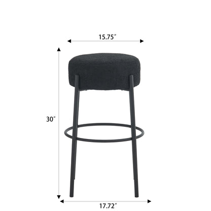 Round High Bar Stools (Set of 2), Contemporary Upholstered Dining Stools For Kitchens, Coffee Shops And Bar Stores