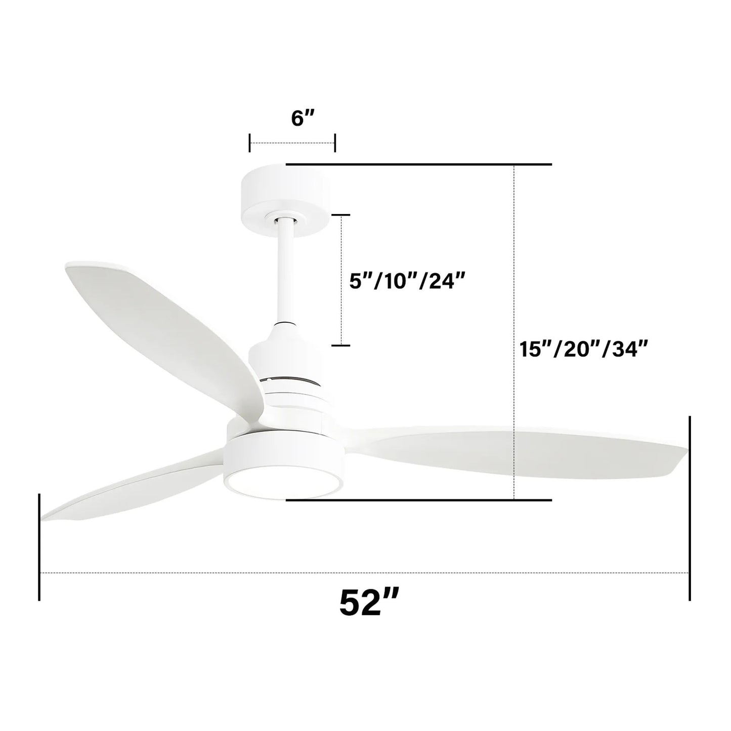 Ceiling Fan With Reversible DC Motor, LED Light, Solid Blades, Remote Control