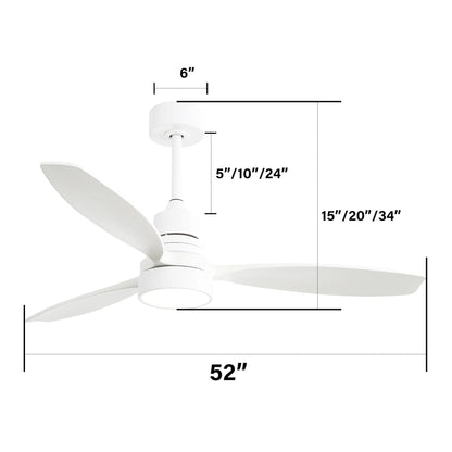 Ceiling Fan With Reversible DC Motor, LED Light, Solid Blades, Remote Control