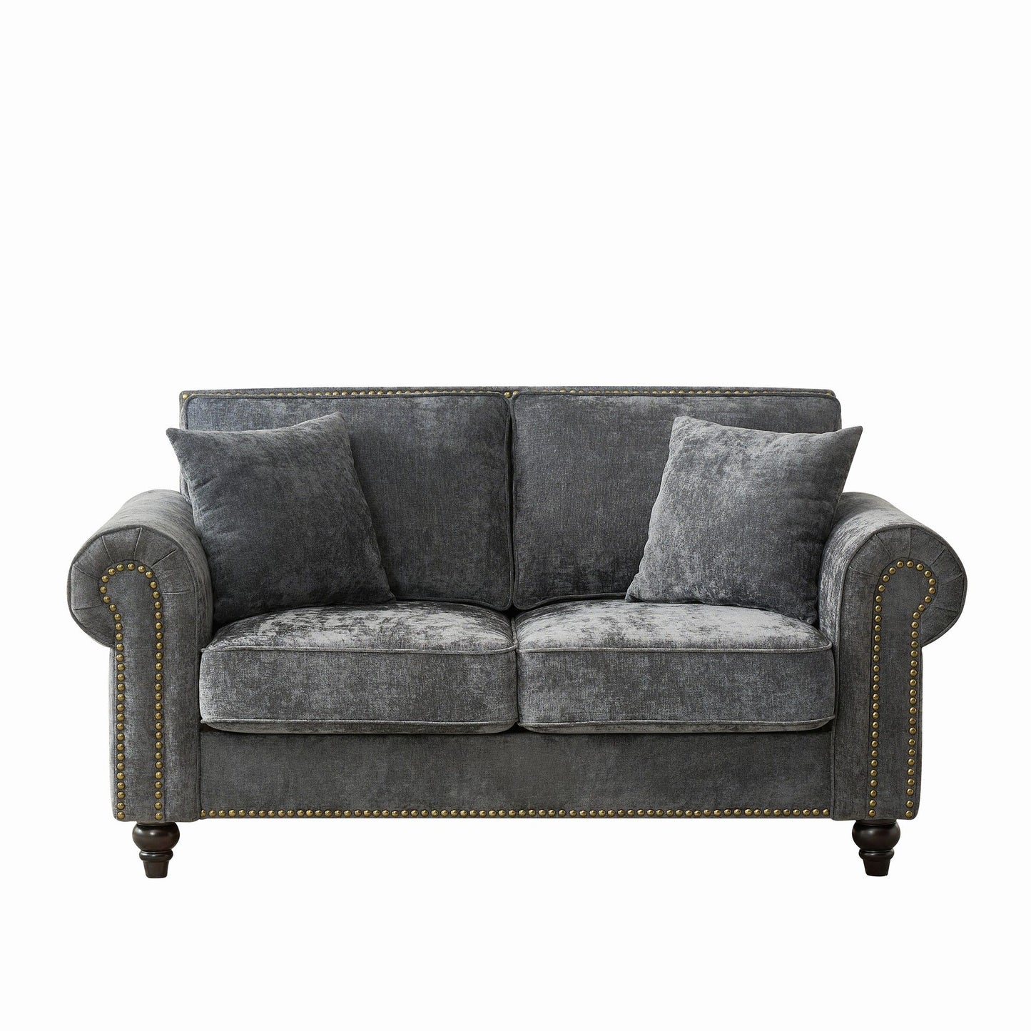 2 Seater Sofa With Rolled Arms, Tufted Upholstered Couch
