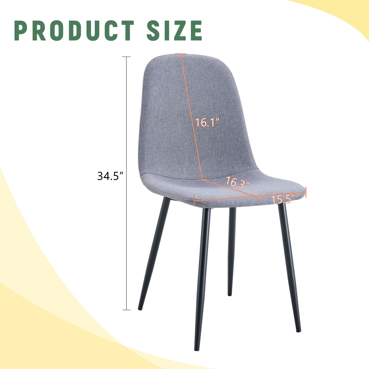 (Set of 4) Fabric Back And Metal Combined Spoon Chairs Perfectly Matching Minimalist And Scandinavian Style Homes - Gray / Black