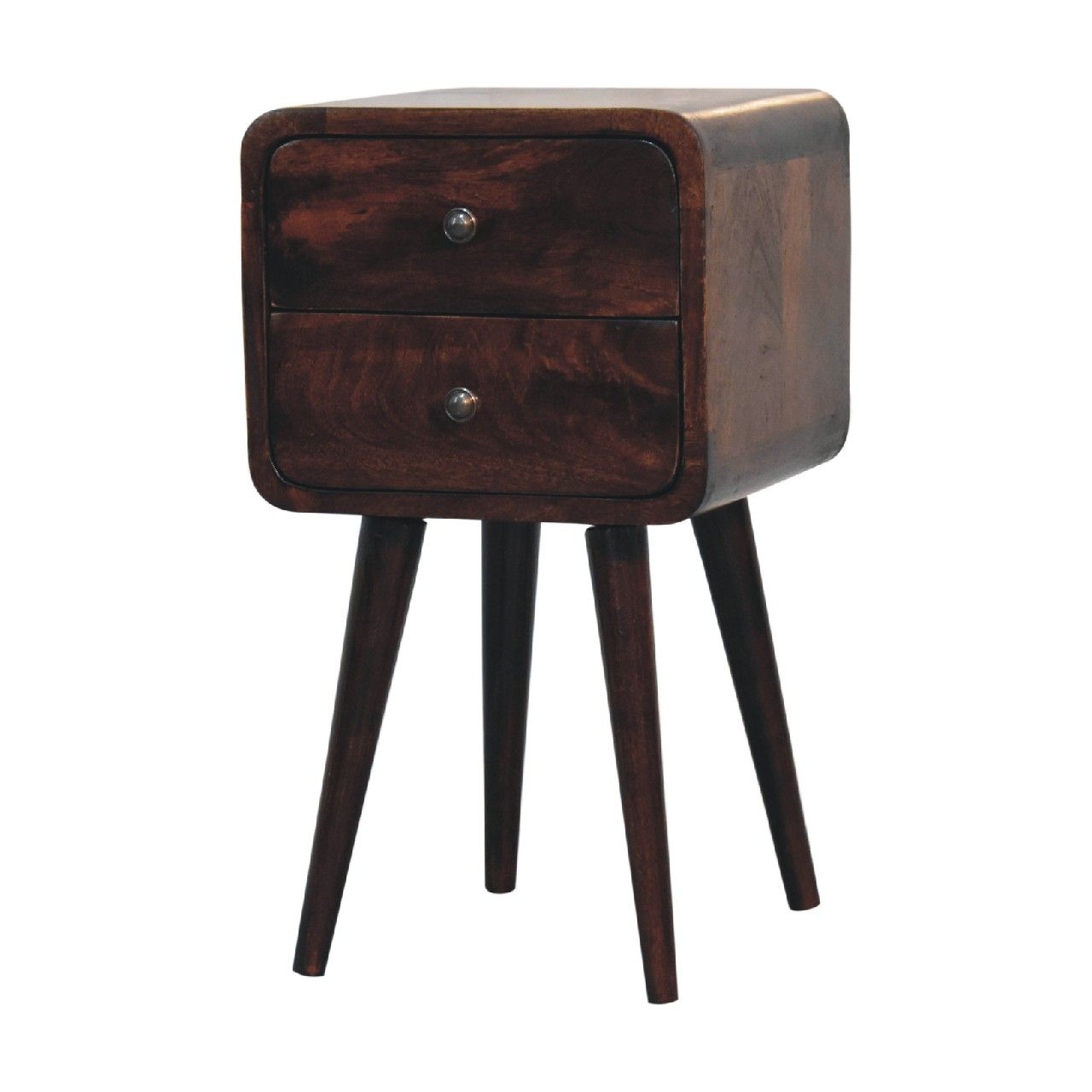 Mini Curved Nightstand - Walnut